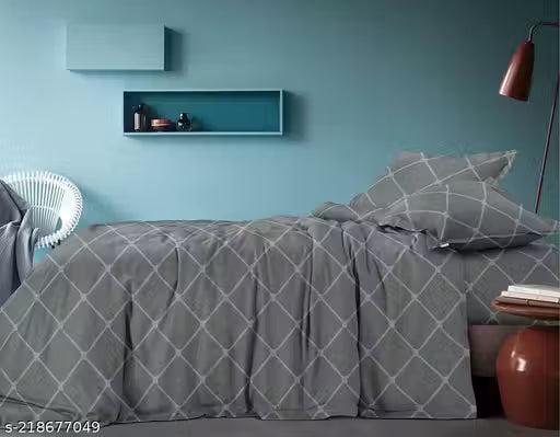 Solid Box bedsheet for Double Bed With Two Pillow Covers Queen Size - 90*100 Inches
