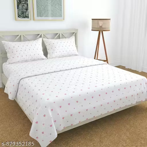 Cotton Double bedsheet set with 2 Matching pillow Covers
