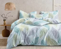 Cool Blue Feather Print Premium Cotton feeling King Size Double Bed Bedsheet with 2 Pillow Covers