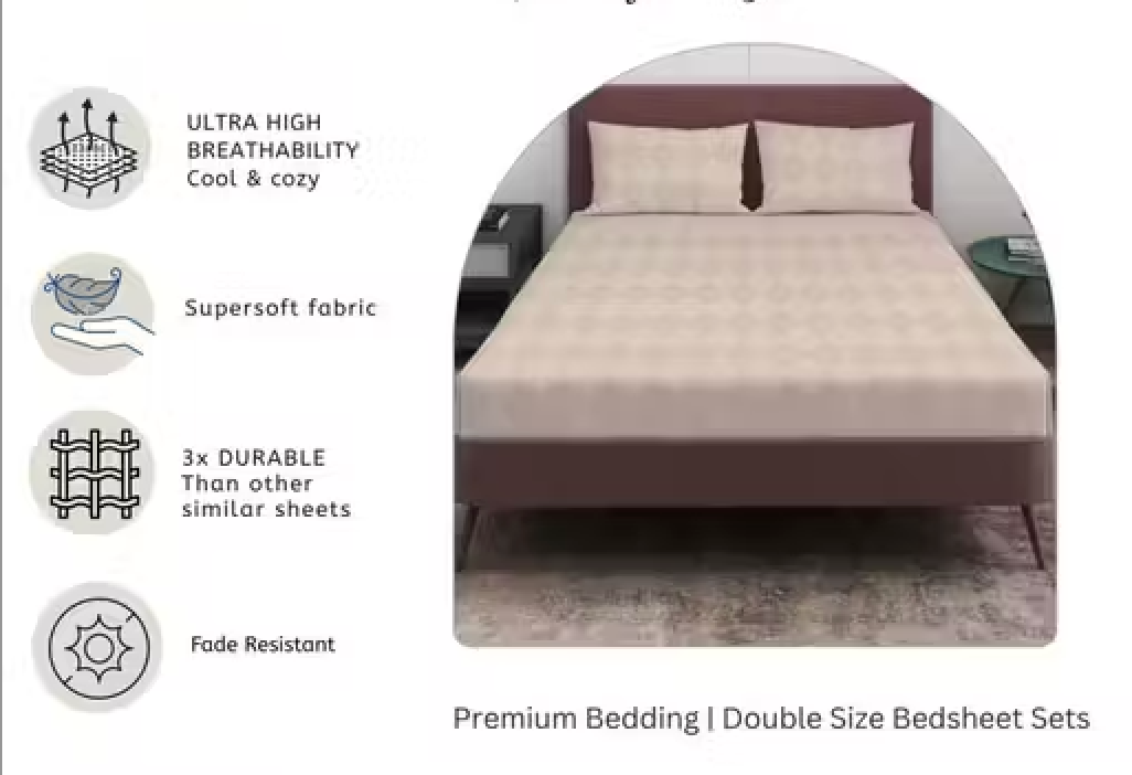 Premium Elegant Beige leaf  Emboss Solid Bedsheet 280 TC