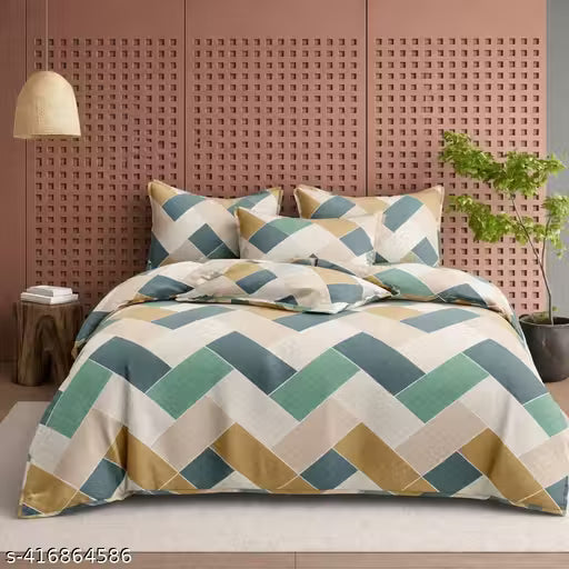 Vibrant Multicolor Geometric Printed Glace Cotton 108" x 108"