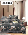FLORAL 100% Cotton King Size Flat Bedsheet With 2 Pillow Covers(20*30)