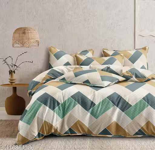 Vibrant Multicolor Geometric Printed Glace Cotton 108" x 108"