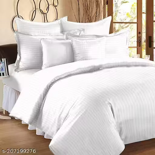 White Satin Double bed 400 TC luxury Bedsheet