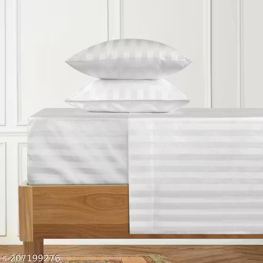 White Satin Double bed 400 TC luxury Bedsheet