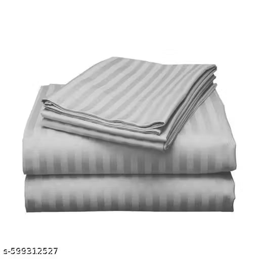 Premium Grey/ Silver Satin Stripe Single Bedsheet