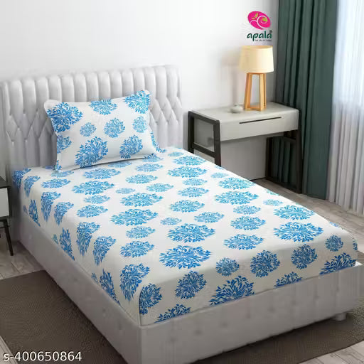 Super Soft Cotton Print One Single Bedsheet With 1 pillow cover