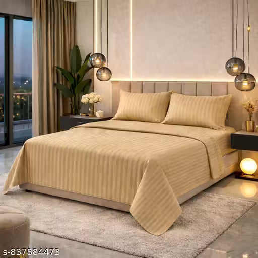 Stripe Cotton Bedsheet Queen Size 90x100 with 2 Pillow Covers