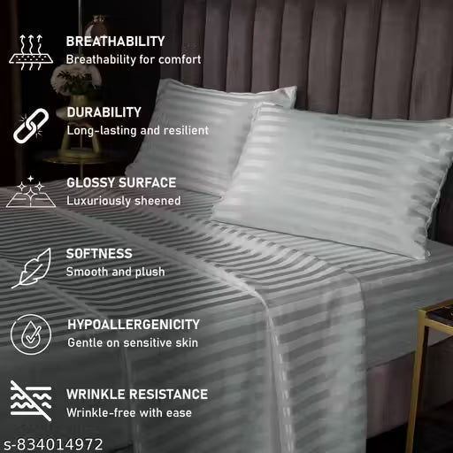 Stripe Bedsheet King Size 90×100 Soft Cotton Double Bed Sheet