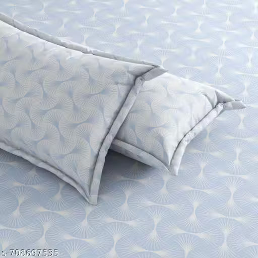 Super soft glace cotton printed Single Bed bedsheet with 1 pillow cover(Blue(White Print))