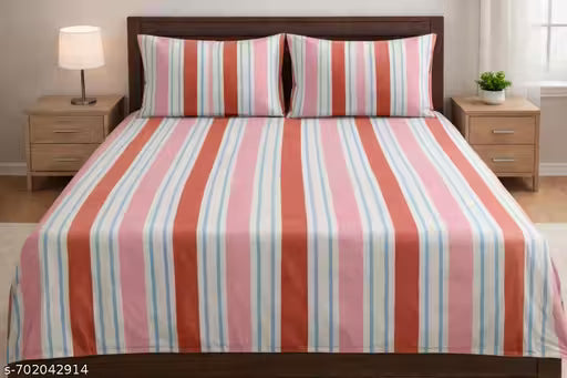 Premium Cotton King Size Bedsheet (90x100 Inches) with 2 Jumbo Pillow Covers
