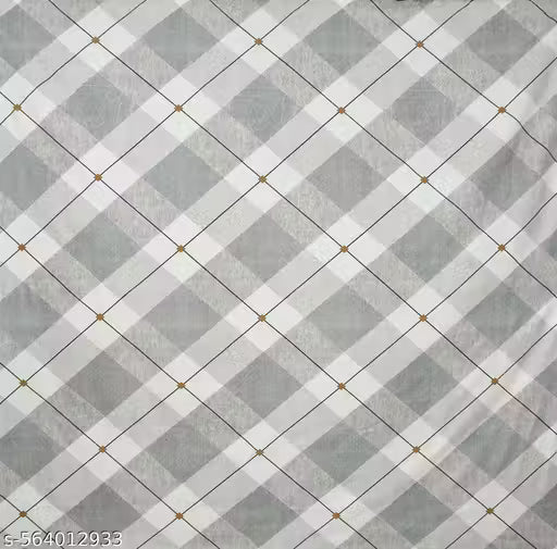 Pure Cotton 220 TC Single Bedsheet ( 90x60 Inch ) With 1 Pillow Cover ( 18x28 Inch ), Checkered ( Grey )