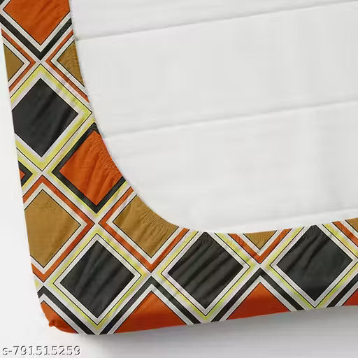 Premium Cotton King Size Fitted Bedsheet with Elastic All Around & 2 Matching Pillow Covers