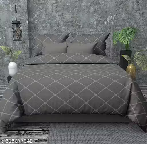 Solid Box bedsheet for Double Bed With Two Pillow Covers Queen Size - 90*100 Inches