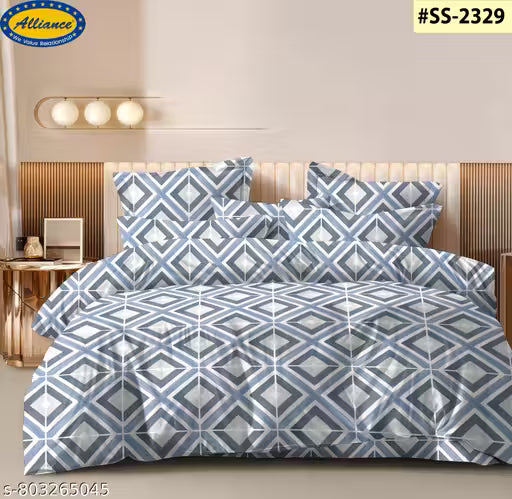 DOUBLE BED COTTON FEEL GLACE COTTON ALL AROUND ELASTIC FITTED BEDSHEET WITH 2 PILLOW COVERS