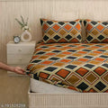Premium Cotton King Size Fitted Bedsheet with Elastic All Around & 2 Matching Pillow Covers
