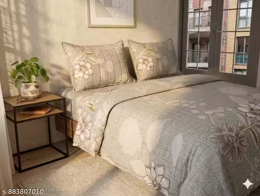 Superfine double bed cotton bedsheet with quilted pillow cover