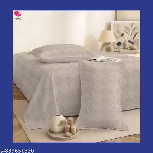 Premium Elegant Beige leaf  Emboss Solid Bedsheet 280 TC