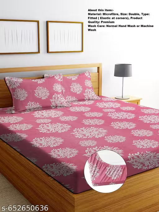 Elastic Fitted Double Bedsheet with pillow covers